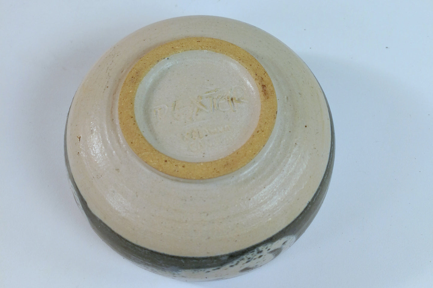 Walter Dexter Studio Pottery Bowl Blue Gray Glaze over Off White Body, Hand Made Pottery