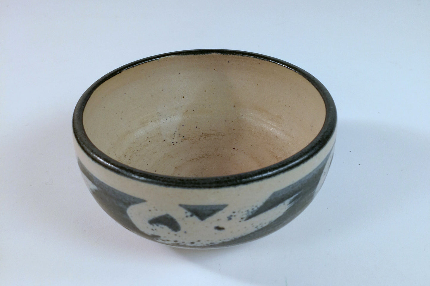Walter Dexter Studio Pottery Bowl Blue Gray Glaze over Off White Body, Hand Made Pottery