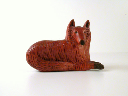 Wood Chip Carving, Well Designed and Executed Hand Carved Pine Dog A. Corey