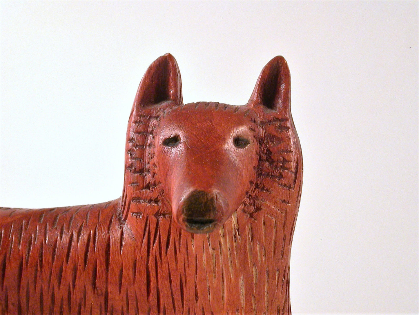Wood Chip Carving, Well Designed and Executed Hand Carved Pine Dog A. Corey