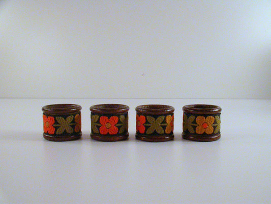 Wood Napkin Rings | Set of 4 Vintage Napkin Rings| Made in Austria