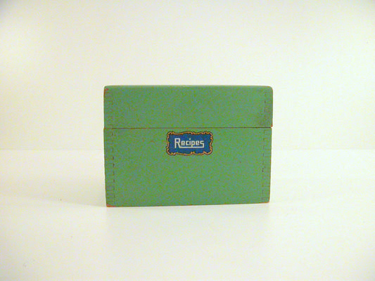 Vintage Wood Recipes Box | Green Recipes Box with Index Cards