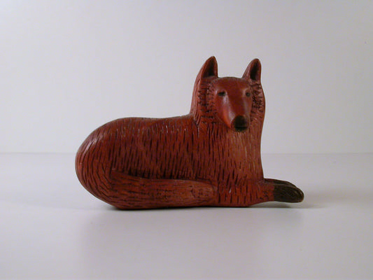 Wood Chip Carving, Well Designed and Executed Hand Carved Pine Dog A. Corey