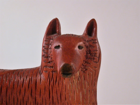 Wood Chip Carving, Well Designed and Executed Hand Carved Pine Dog A. Corey