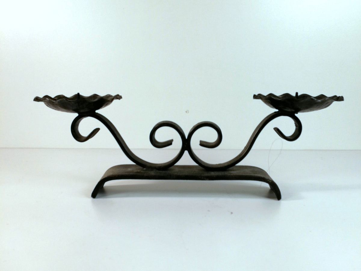 Wrought Iron Candle Holder | West Germany Vintage Metal Candle Holder | Heavy Duty