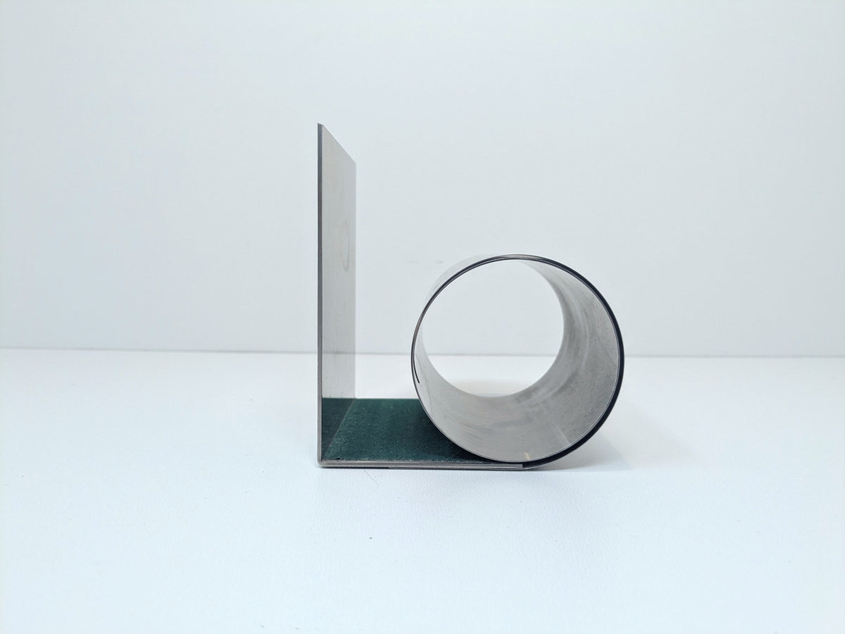 Mid Century Coil Bookend | Brushed Stainless Steel Office Organizer | Spring Coil Book Holder