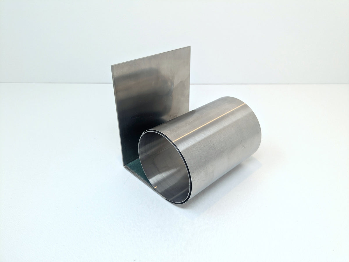 Mid Century Coil Bookend | Brushed Stainless Steel Office Organizer | Spring Coil Book Holder