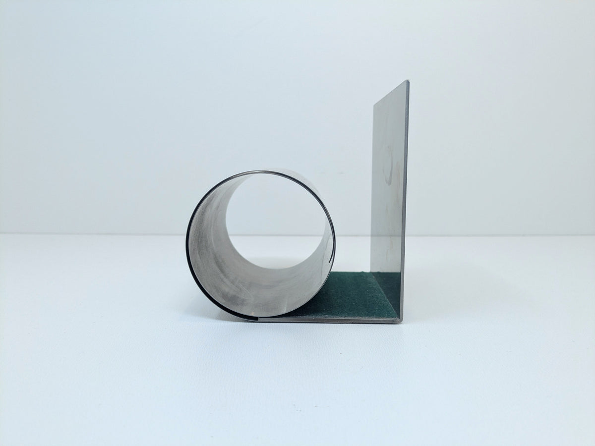 Mid Century Coil Bookend | Brushed Stainless Steel Office Organizer | Spring Coil Book Holder