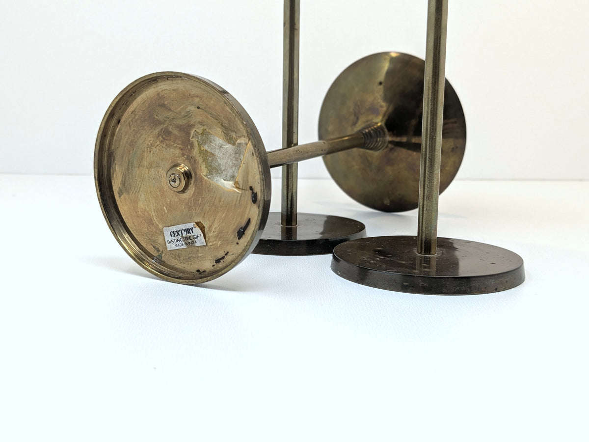 Set of 3 Deco-Lux Brass Candle stands | Postmodern Design