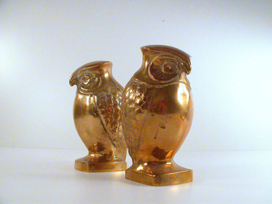 Heavy Brass Bookends | Cast Brass Owl Bookends | Vintage Office | Excellent  Detail