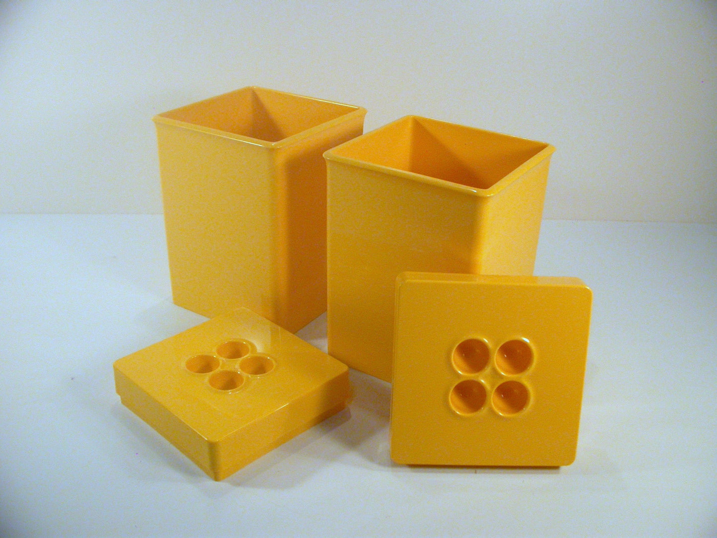 2 Dansk Gourmet Design Vivid Yellow Kitchen Canisters, Mod Kitchen Canisters, Scandinavian design