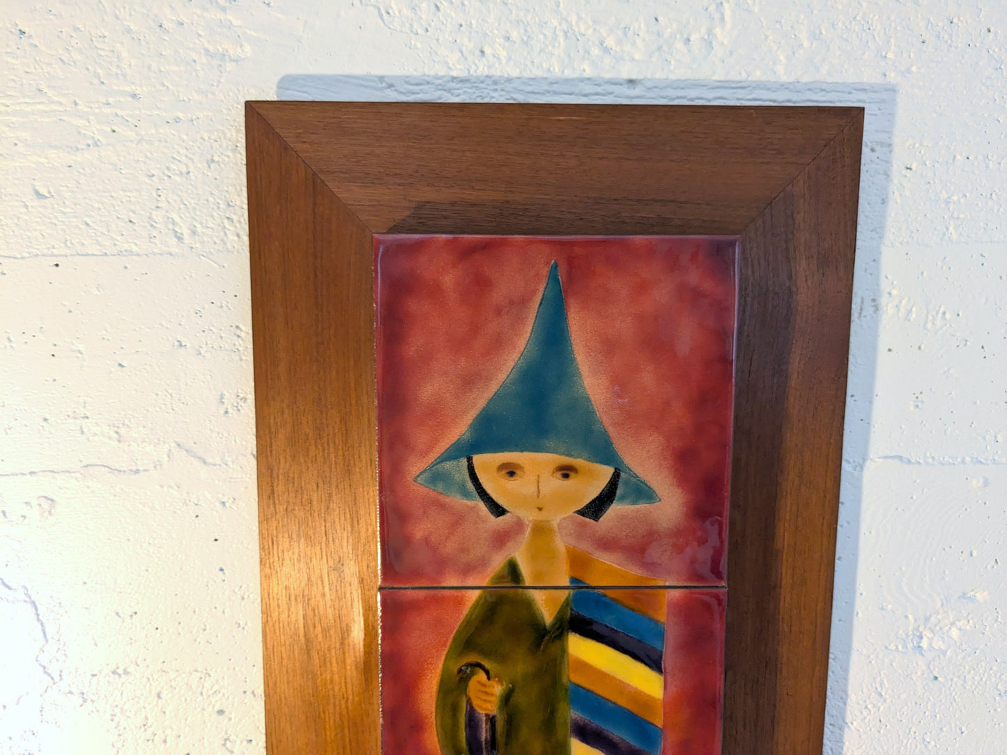 Enamel Tile Art | Fishseller mounted on Teak Frame