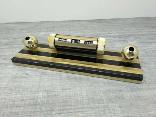 Vintage Desk Calendar | Space Age Modern Pen Holder | Executive Desk Supply | Perpetual Calendar
