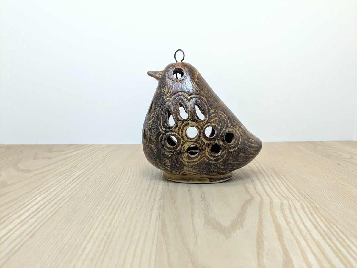 Ceramic Partridge Hanging Luminary | Mid Century Japanese Ceramics