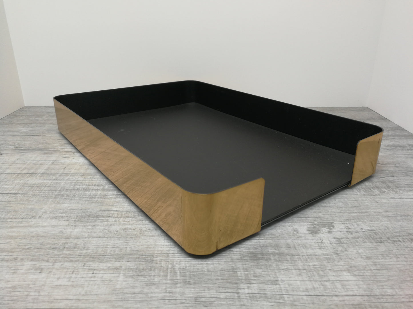 Smokador for Knoll Polished Brass Desk Tray | Mid Century Office Supply | Single Paper Desk Storage