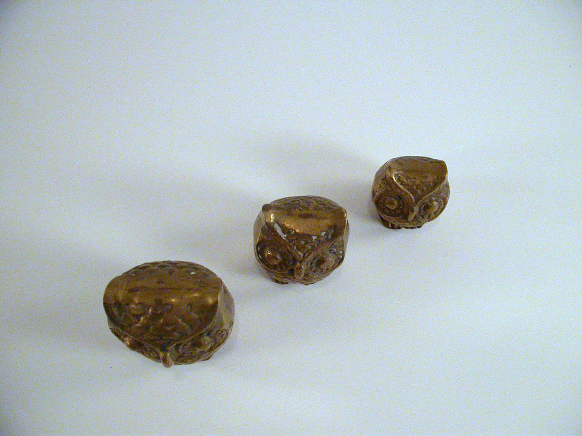 Brass Owls Set of 3 | Vintage Mid Century Owls | Cast Brass Ornaments