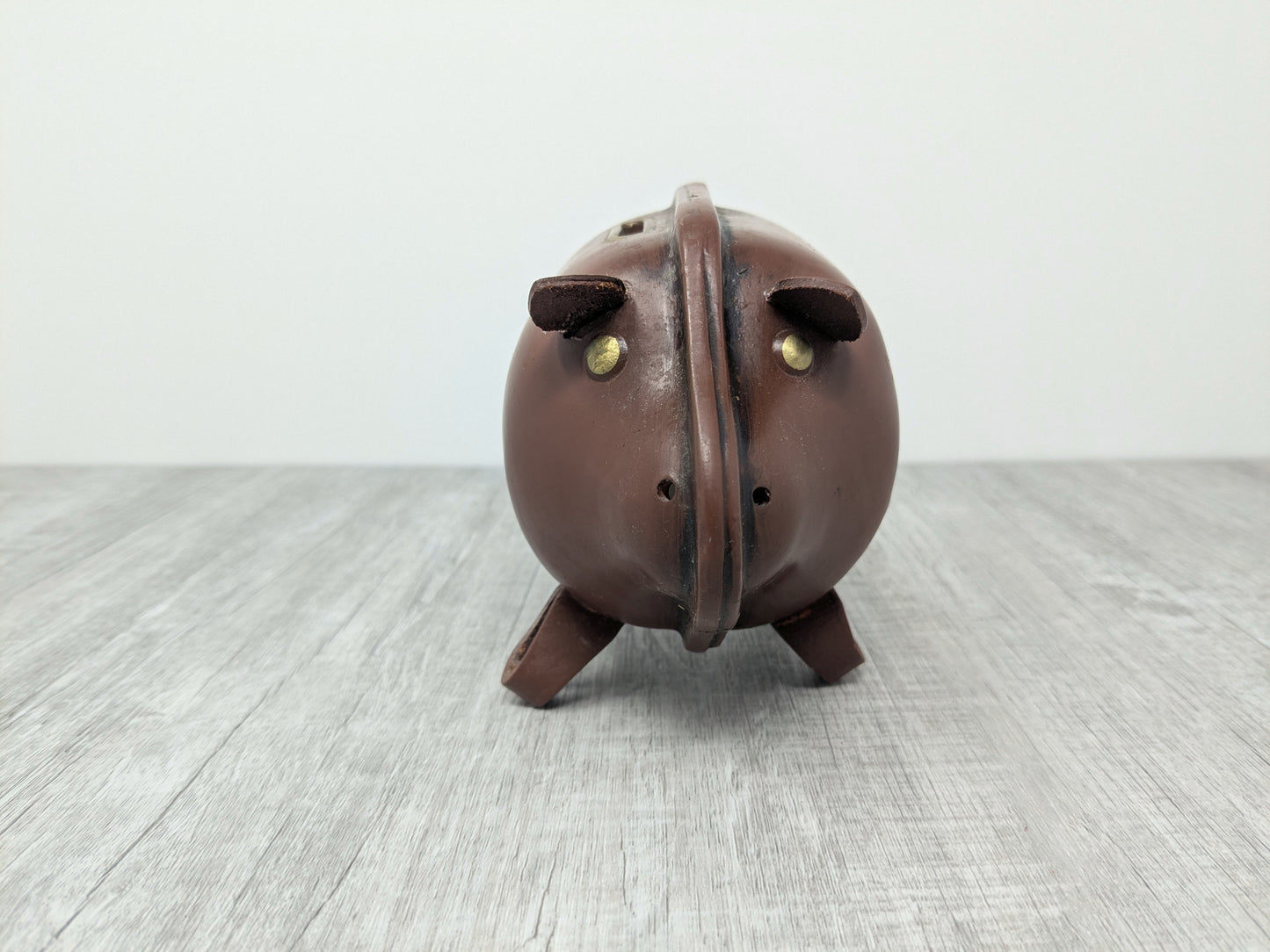 Kounoike Ceramic and Leather Piggy Bank | Mid Century Japanese Design