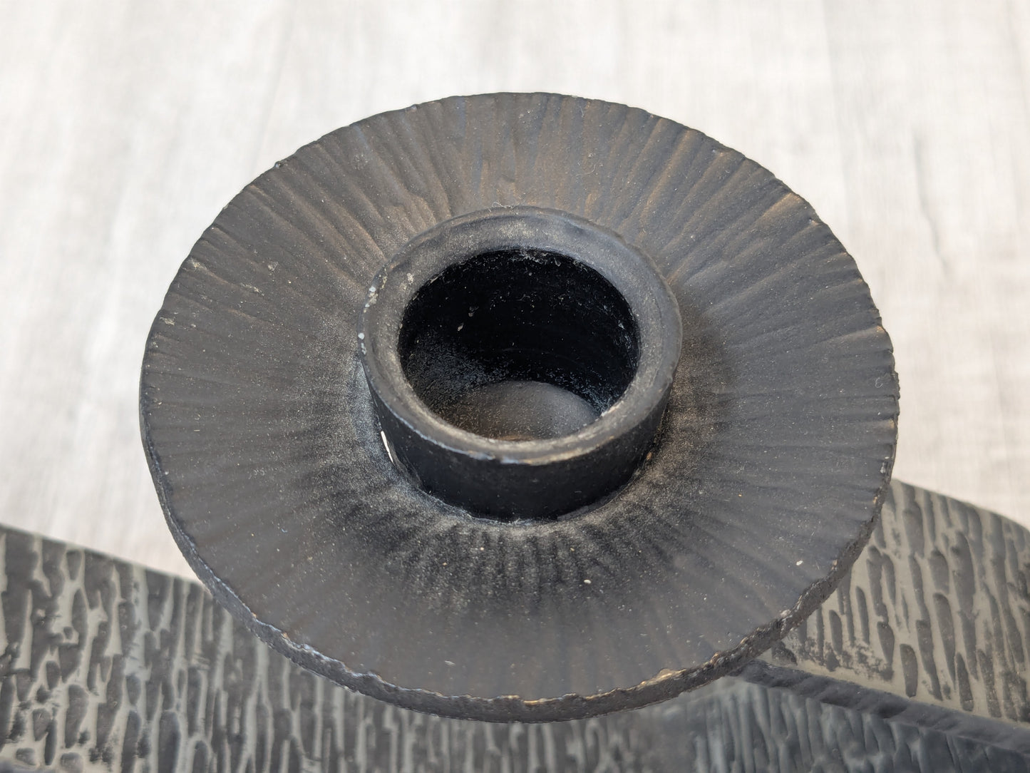 Wrought Iron Brutalist Candelabra | Mid Century Steel Candle Stand