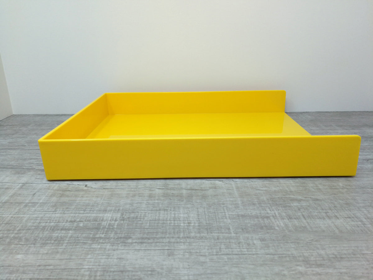 Contemporary Poppin Vivid Yellow Plastic  Desk Tray  | Modern Desk Accessories | Discontinued Vivid Yellow