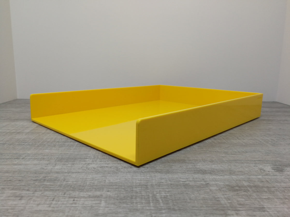 Contemporary Poppin Vivid Yellow Plastic  Desk Tray  | Modern Desk Accessories | Discontinued Vivid Yellow