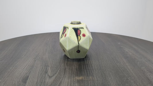 Art Deco Cubism Inspired Bud Vase | Ceramic 1930's Flower Vase | Japanese Ceramics | Crackle Finish | Hand Painted