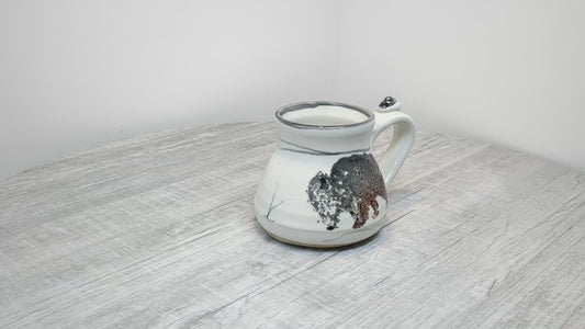 Alain Favre Studio Pottery Bison Mug | Vintage Ceramic Pottery Alberta