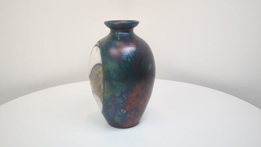 Braemar Raku Vase Cat Design | Kevin Wright Studio Pottery