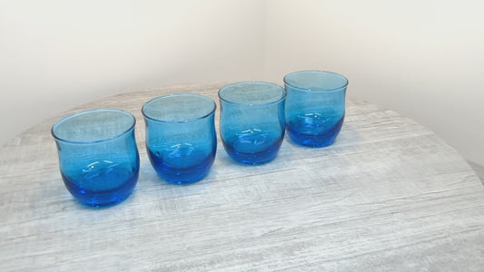 Anchor Hocking Laser Blue Rock Glasses | Set of 4 Whiskey Glasses