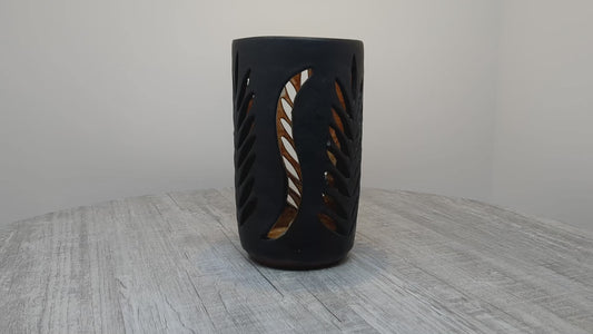 Mary Osborne Studio Pottery | Candle Holder | Cut Out Design | BC Pottery