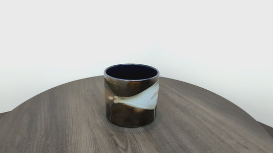 West German Pottery Planter | Modernist Reflective Splater Drip Glaze | Modernist Planter