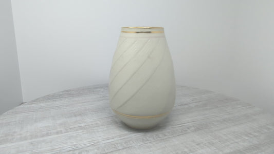 James Hibbert Studio Pottery Vase | Spiral Vase with Gold Ring Highlights