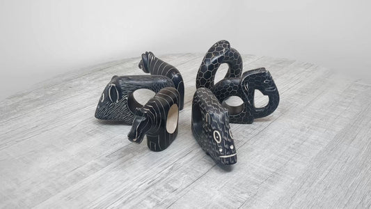 TABAKA / KE Vintage Soapstone Napkin Rings | Safari Animals