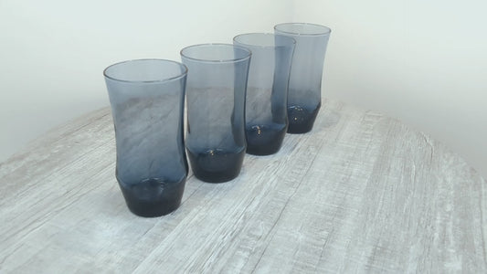 Vintage Libbey Apollo Blue Highball Glasses | Set of 4 Apollo Tumblers circa 1972