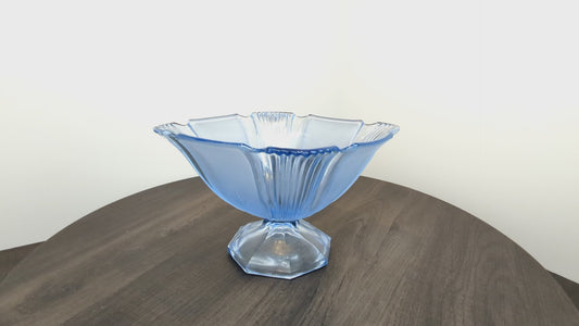Art Deco Glass Bowl | Vibrant Blue Fruit bowl | Blue Depression Glass Bowl