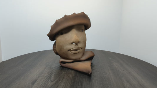 Pop Art Leather Sculpture | Post Modern Wall Art | Natural Worked Leather Face | Curio Collection