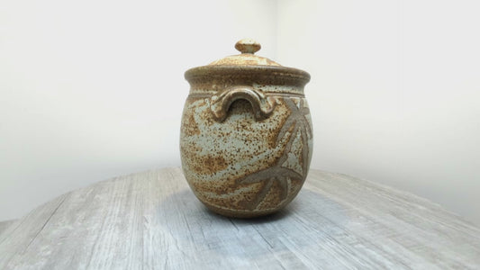 Cranberry Pottery Stoneware Jar 9" | Vintage Ceramic Jar | Tall Lidded Ceramic Jar