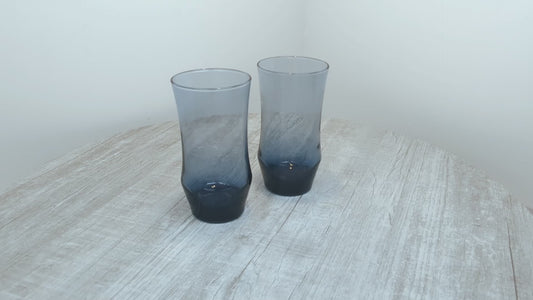 Vintage Libbey Apollo Blue Highball Glasses | Set of 2 Apollo Tumblers circa 1972