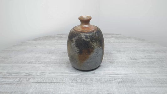 Vintage Bizenware Sake Bottle | Japanese Wood fired pottery