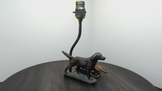 Faux Bronze Pointer Dog 1930's Art Deco Table Lamp
