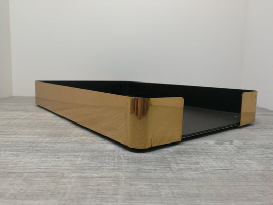 Smokador for Knoll Polished Brass Desk Tray | Mid Century Office Supply | Single Paper Desk Storage
