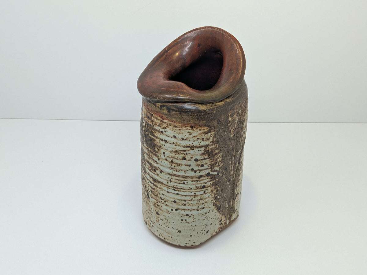 Brutalist Stoneware Vase or Pitcher | Heavy Textured Mid Century Pottery