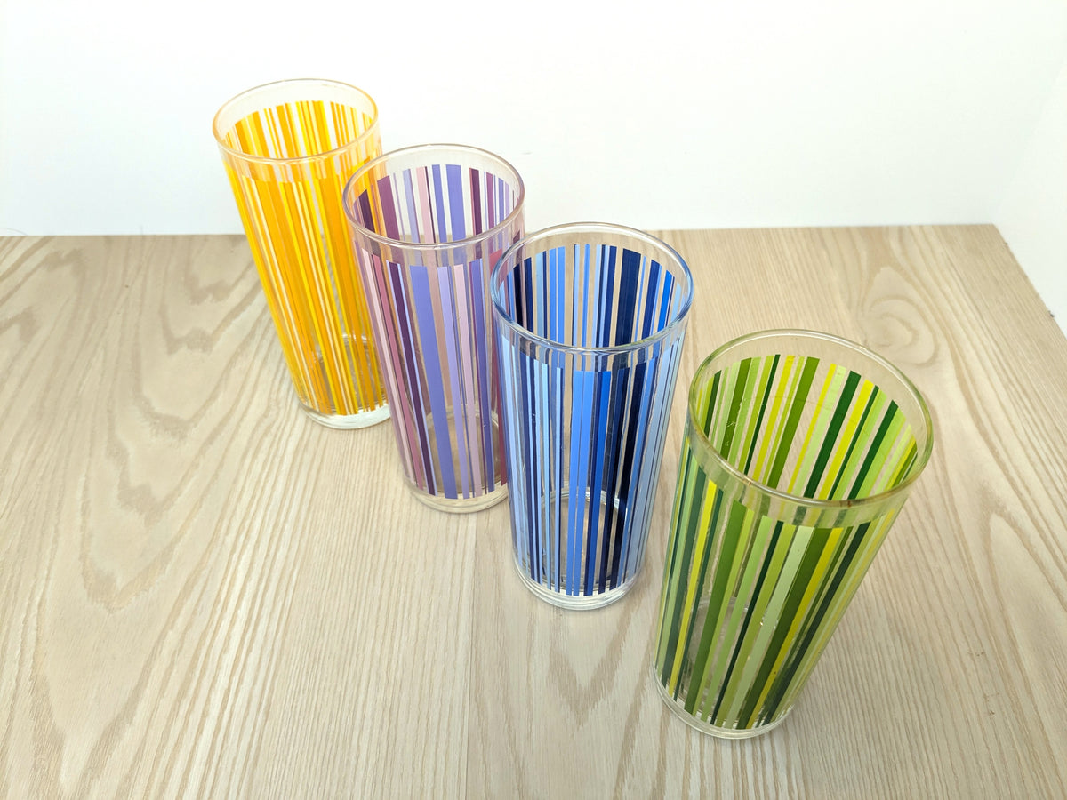 Pin Striped Tall Drinking Glasses | Colourful Post Modern Drinking Glasses