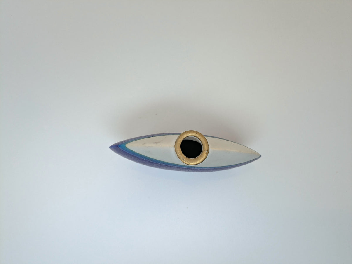 Narrow Ceramic Bud Vase | Violet and Cream Glaze
