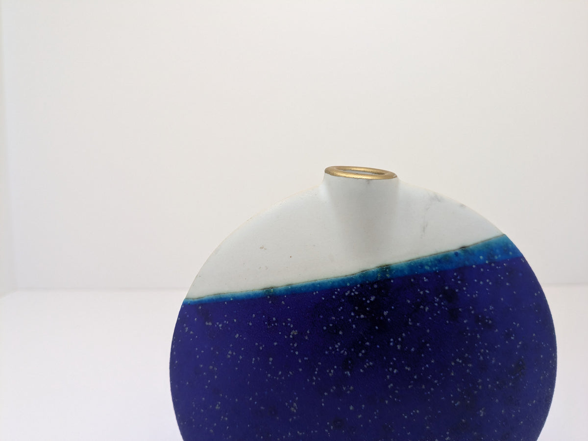 Narrow Ceramic Bud Vase | Violet and Cream Glaze