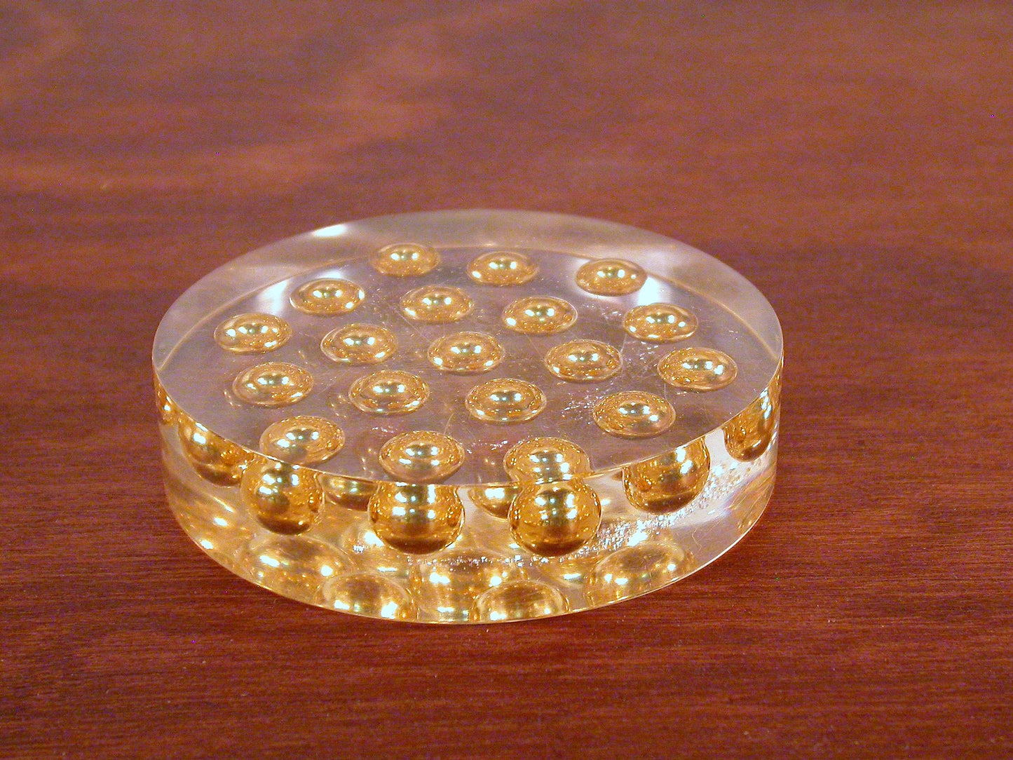 Acrylic Paperweight | Suspended Gold Spheres