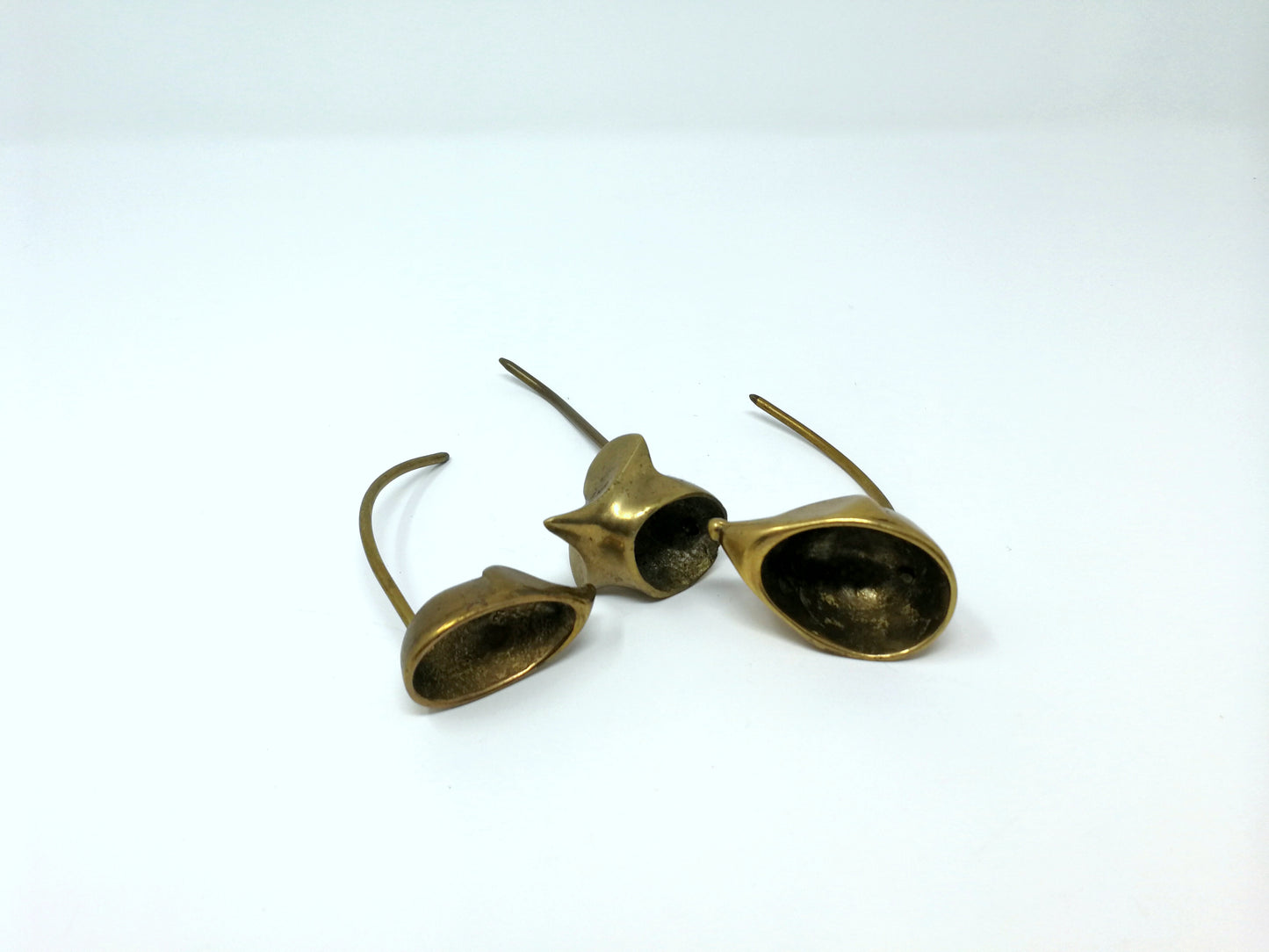 Brass Mice | Set of 3 Ring Holders  | Cast Brass Mice with long Vertical Tails