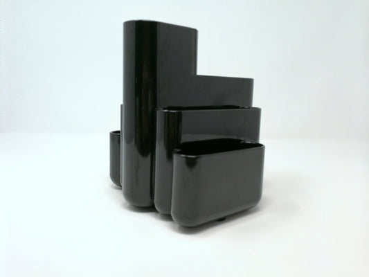 Modern Tenex Desk Organizer | 1980's Black Plastic Organizer | Vintage Industrial Design | Desk Storage