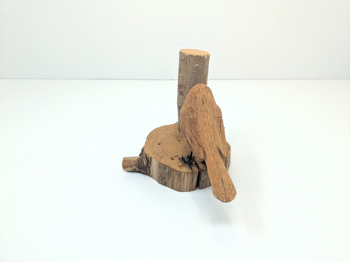 Wood Wren Hand Carved Bird Statue | Wood Folk Art