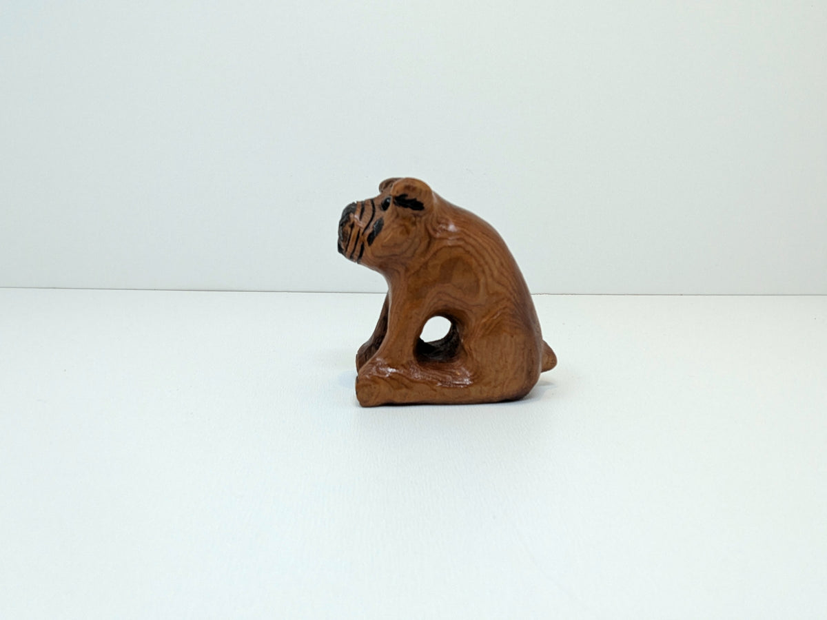 Handcrafted Chip Carving | Wood Folk Art Sitting Dog