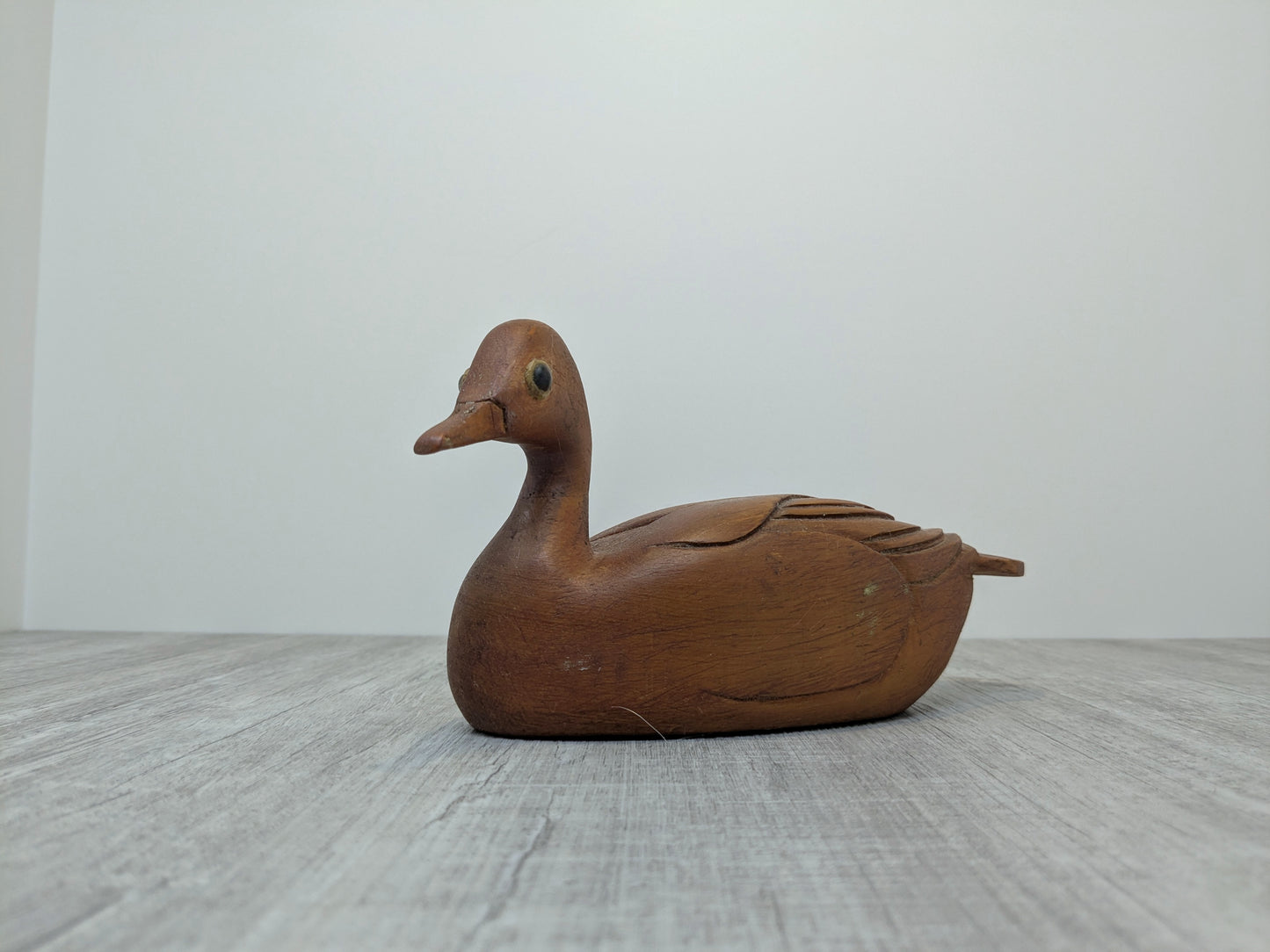 Folk Art wood duck carving | Hand carved pine duck sculpture
